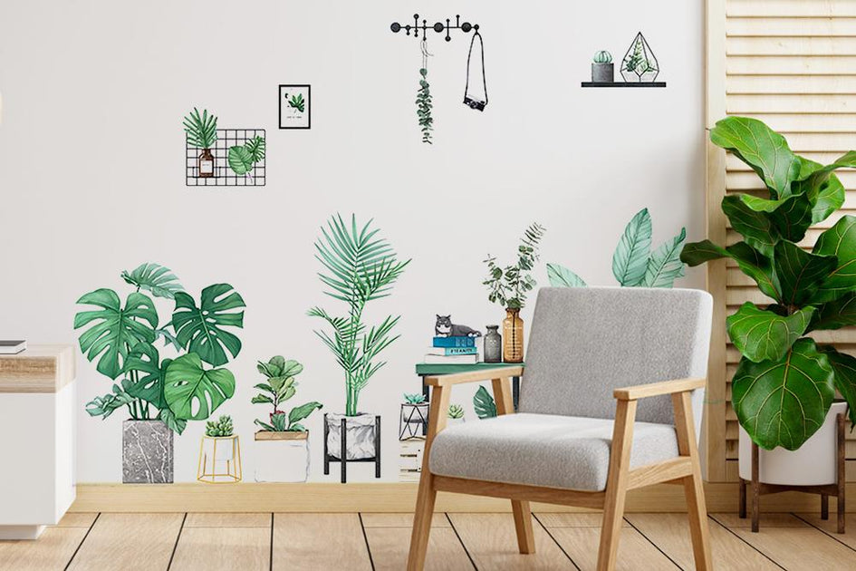 Green Hanging Terrarium Plants Removable PVC Wall Stickers