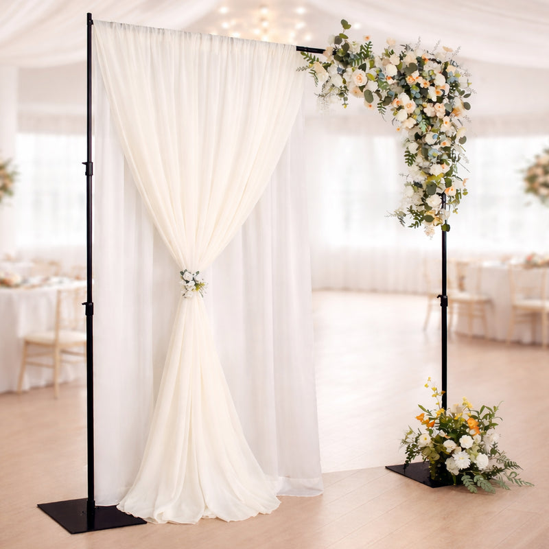 Heavy Duty Metal Backdrop Stand 10ftx12ft Black with Reinforced Crossbar – Pipe and Drape Frame