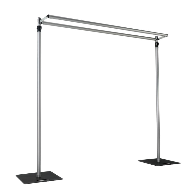 Pipe and Drape Backdrop Stand with Double Cross Bars, Adjustable Silver Aluminum Frame Support System 12ft x 12ft with Heavy Steel Bases