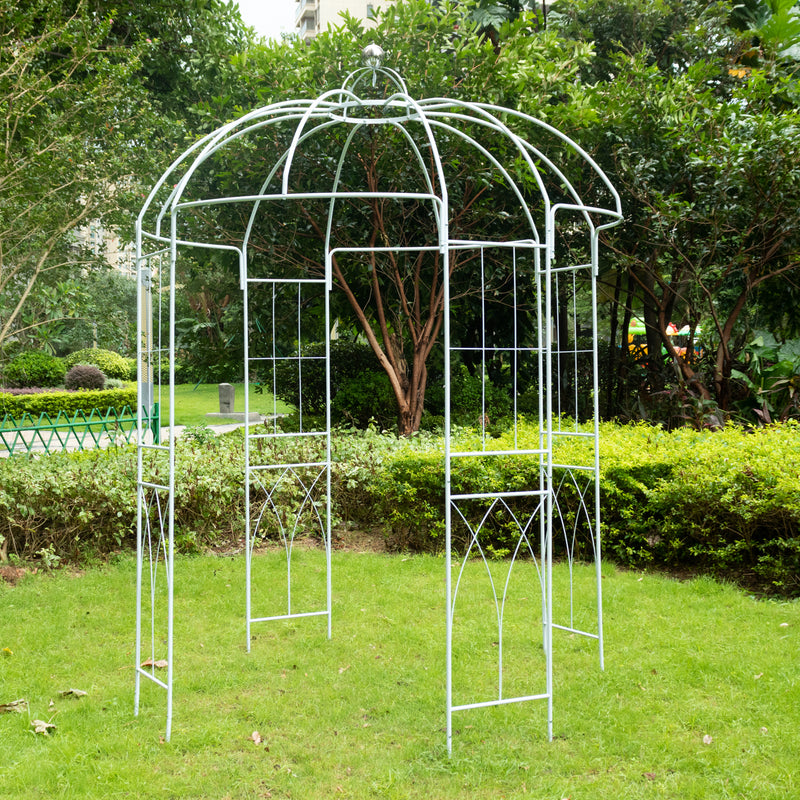Metal Birdcage Arch, White 10ft – Garden Gazebo Pergola Pavilion Arbor