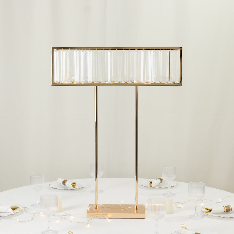 Crystal Pendant Flower Stand, Gold Metal Centerpiece Vase – 32