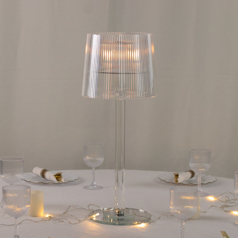 Crystal Candle Lamp with Ribbed Shade – 23