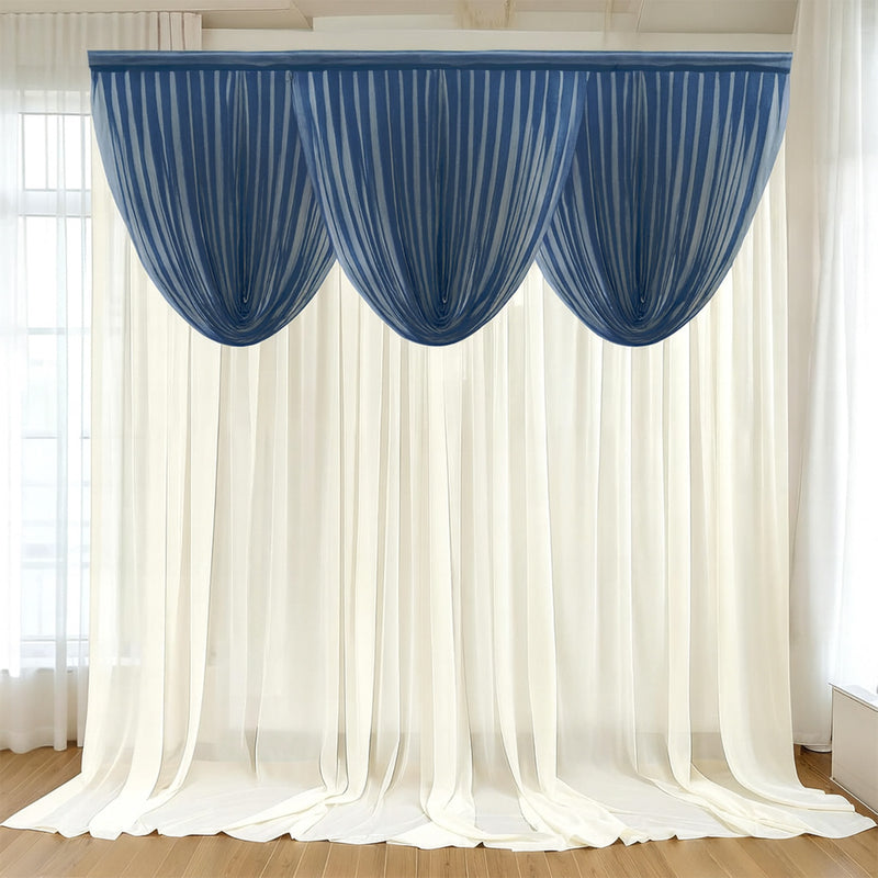 Sheer Chiffon Backdrop Valance Drapes – 4ft x 4ft Curved Swag Topper Panel