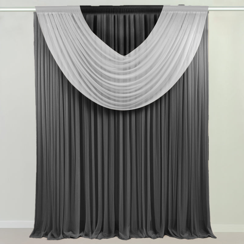 Sheer Chiffon Valance Curtain 4ft x 5ft – Arch Voile Drape with Rod Pocket, Backdrop Panel