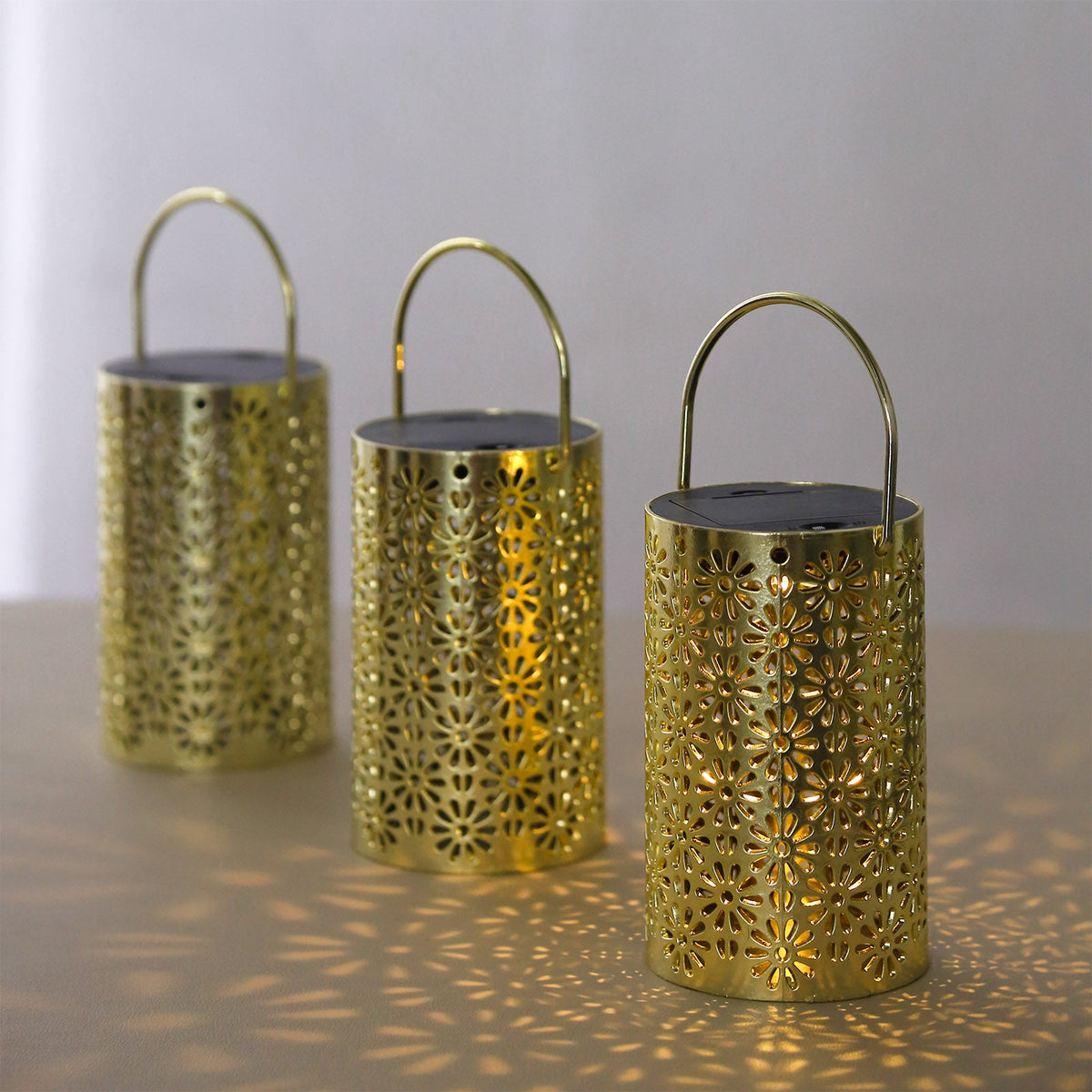 Gold Decorative Lantern with Vintage Bulb and Foliage main image 1