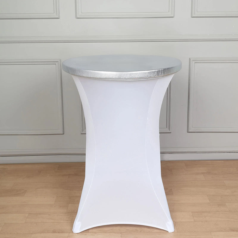 Metallic Spandex Stretch Fitted Cocktail Table Top Cover