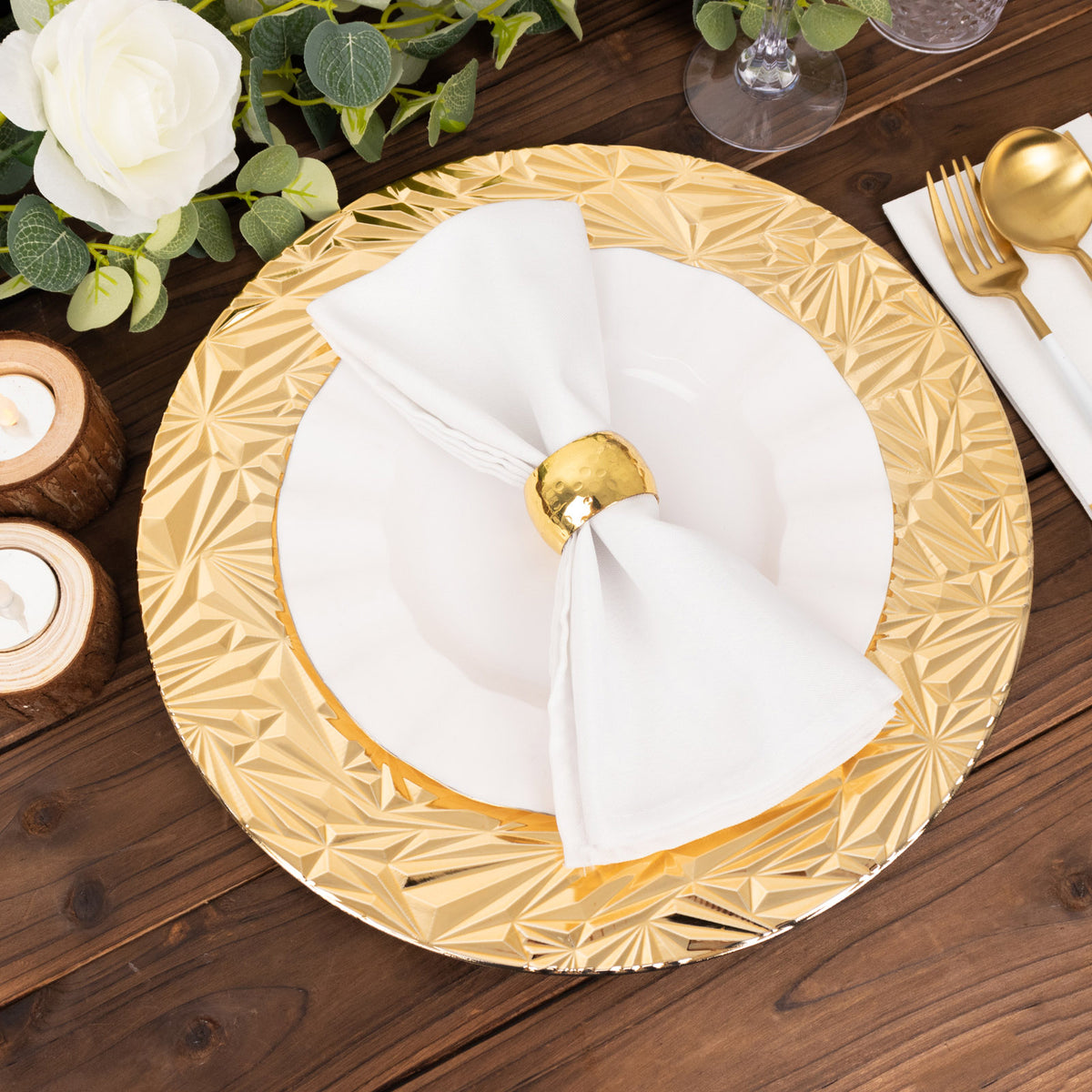 Metallic Rock Cut Acrylic Charger Plates, Round Dinner Serving Plates ...