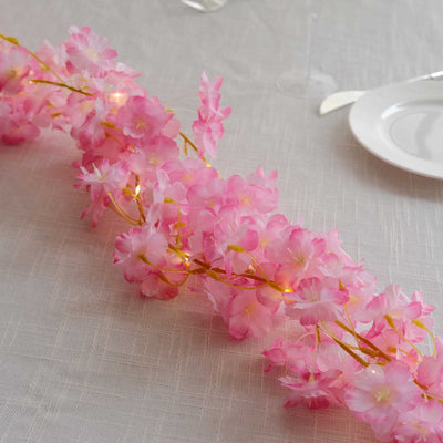 cherry blossom, flowers garland, led garlands, led lighted garland, sakura blossom#color_pink
