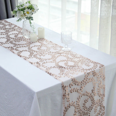 table runners, dining table runner, sequin table runner, embroidered table runners, leaf table runner#color_parent