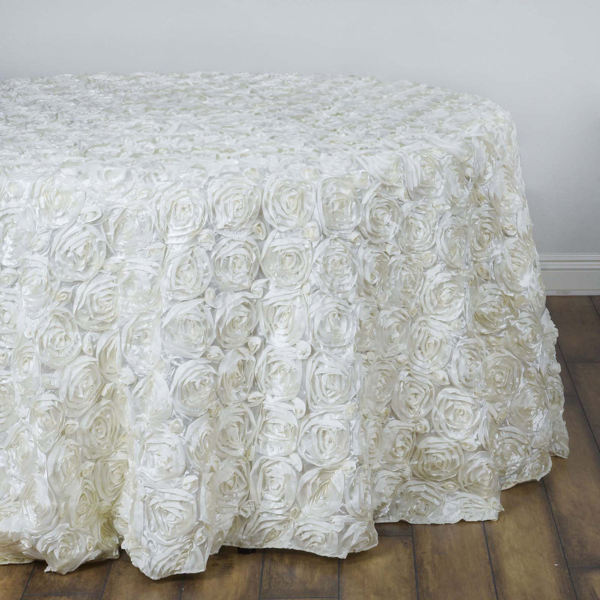Seamless Grandiose Rosette 3D Satin Round Tablecloth 132" – eHomemart
