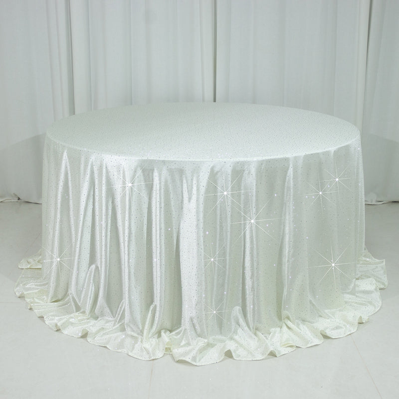 Scuba Round 132″ Tablecloth with Rhinestone Accents – Wrinkle-Free, Stain-Resistant & Seamless Table Cover
