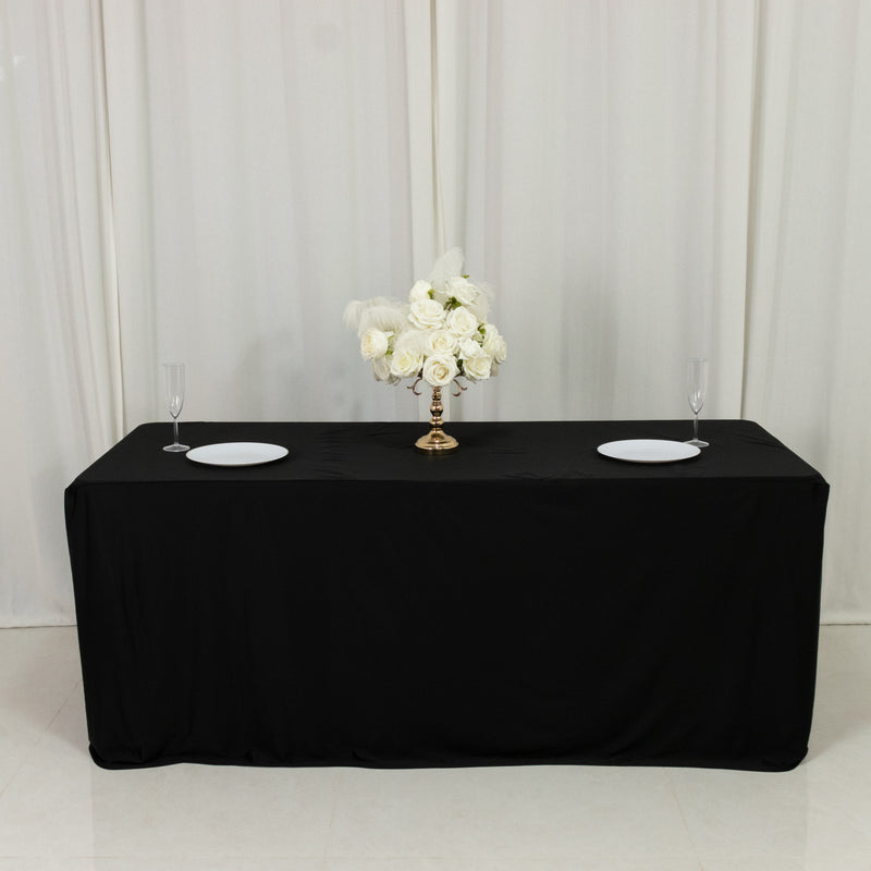 Scuba Rectangular Fitted Tablecloth 6ft – Wrinkle-Free, Stain Resistant