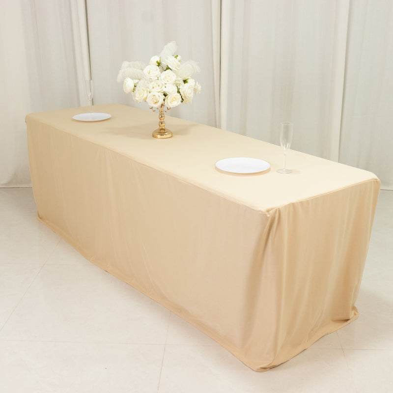 Scuba Rectangular Fitted Tablecloth 8ft – Wrinkle-Free, Stain Resistant