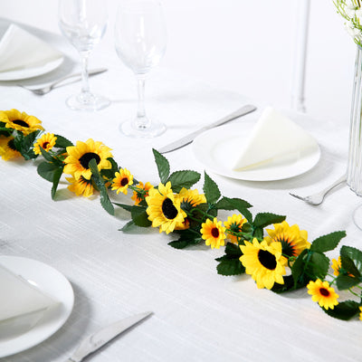 Sunflower Garland, Artificial Flower Garland, Silk Flower Garland, Fake Flower Garland, Garland Decoration#color_yellow