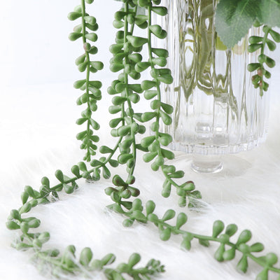 artificial succulent plants, artificial hanging plants, decorative plant, faux hanging plant, faux string of pearls plant #color_green
