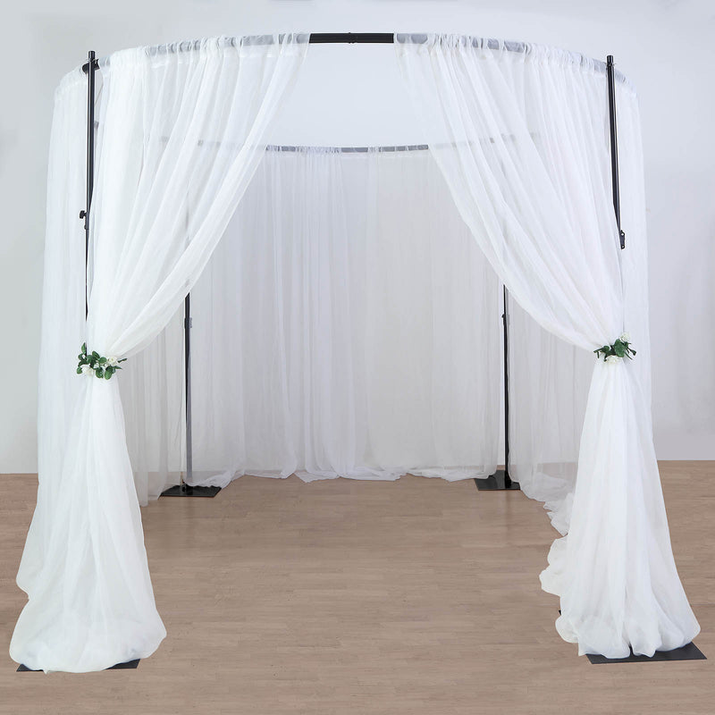 Adjustable 4-Post Circular Black Metal Arch Stand, Round Photography Backdrop Canopy Frame Chuppah 10ft