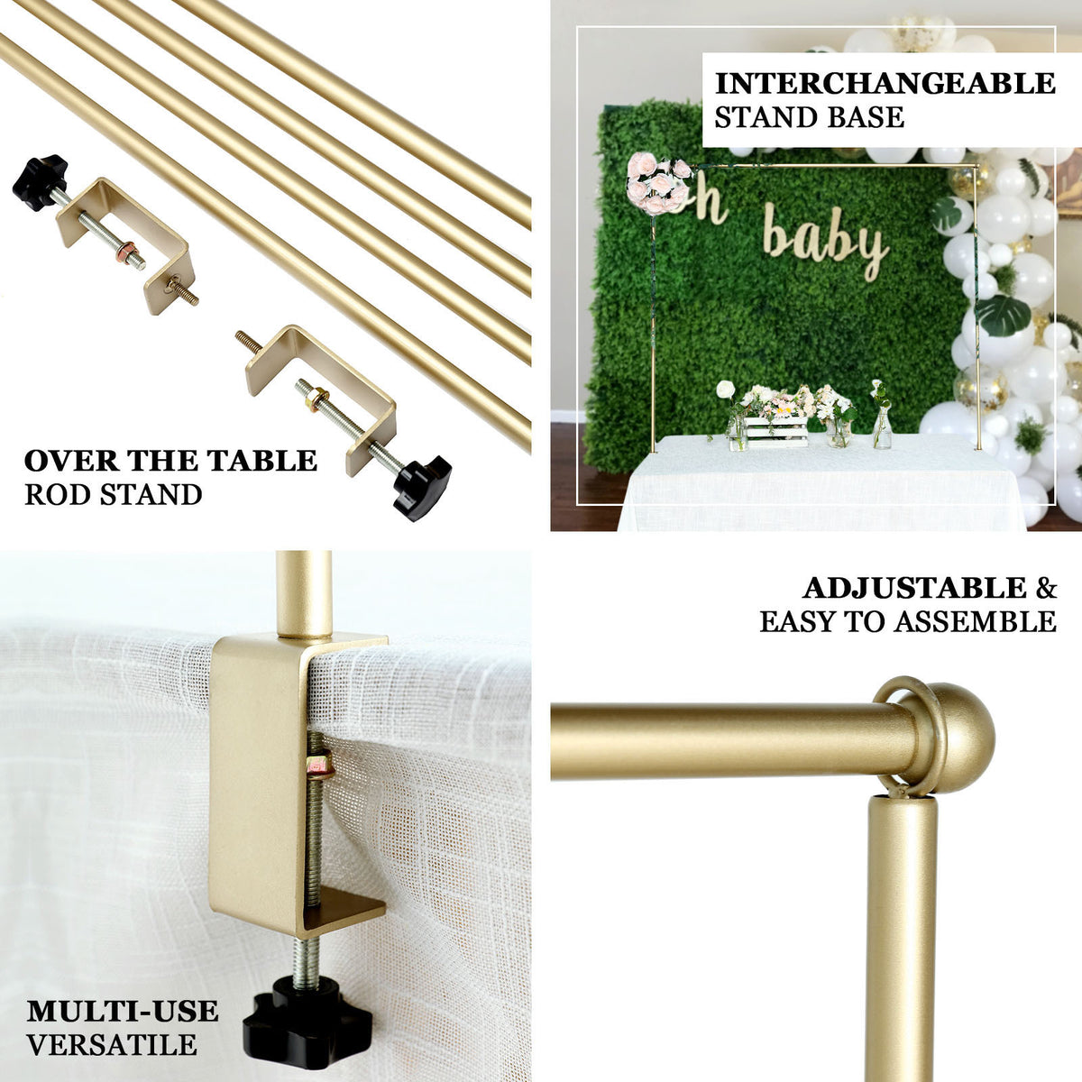 42 Tall Adjustable Over The Table Rod Stand Metal Arch - Gold