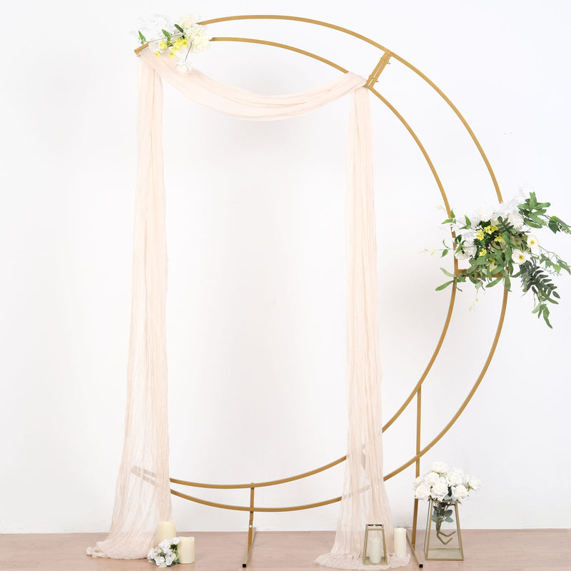 Gold Metal Half Crescent Moon Arch Flower Stand, Curved Arbor Balloon Frame 7.5ft