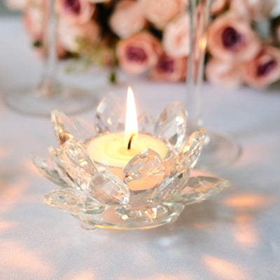 lotus candle holders, lotus flower candle holder, lotus tea light holder, crystal lotus candle holder, glass votive candle holders#color_clear