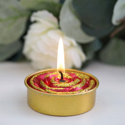 Tea Light Candles, Dripless Candles, Glitter Candles, Metallic Candles, Home Decor Candles#color_red-gold