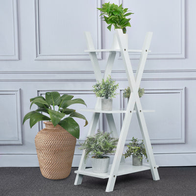 White Plant Stand, White Plant Stand Indoor, Modern Plant Stand, 3 Tier Plant Stand, Wood Plant Stand Indoor#color_white