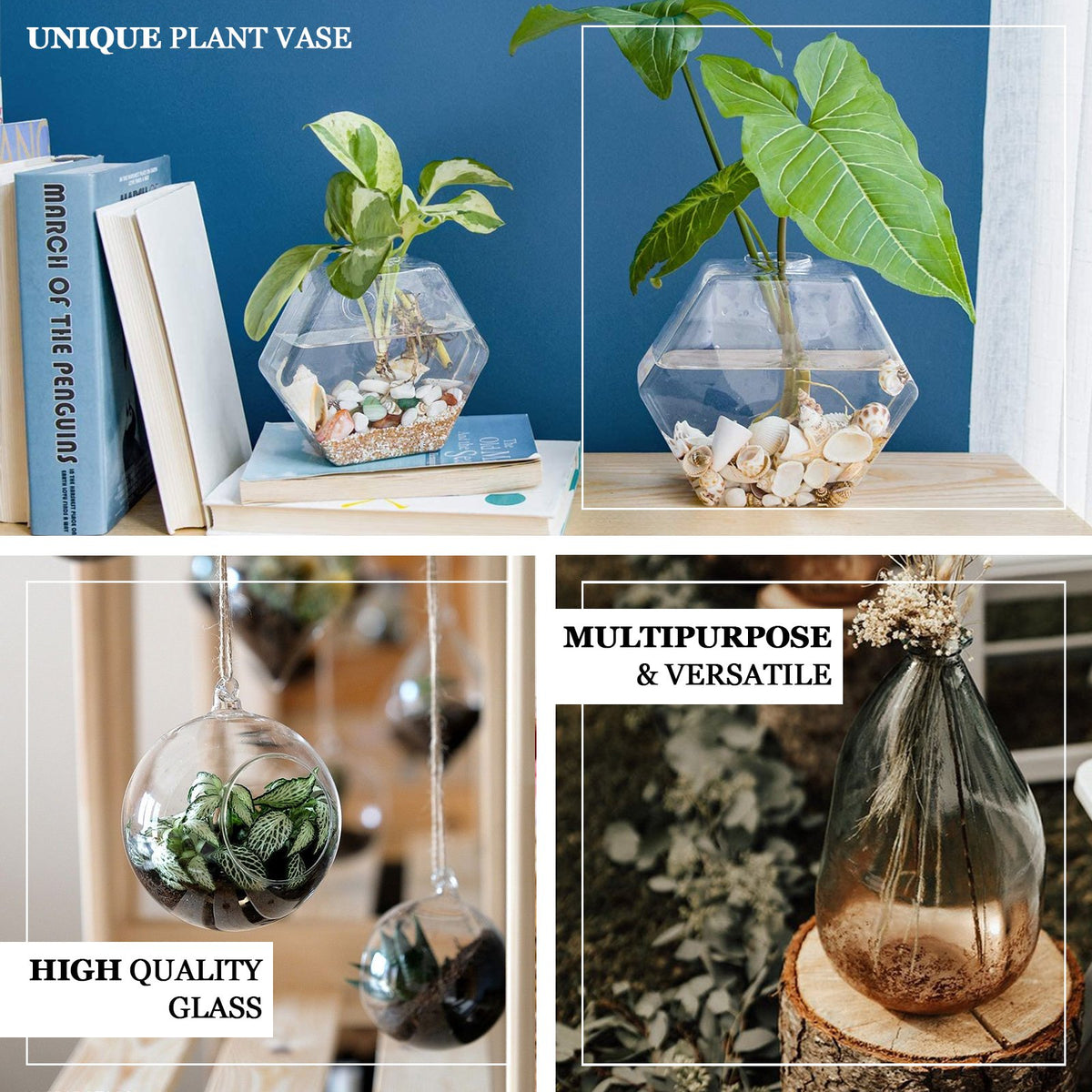 glass bowl hanging planter Flower Glass Wall Vase