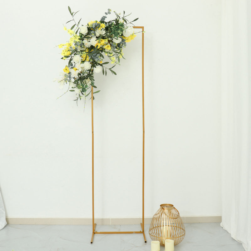 Slim Gold Metal Frame Arch, Rectangular Backdrop Stand, Floral Display Frame 6.5ft