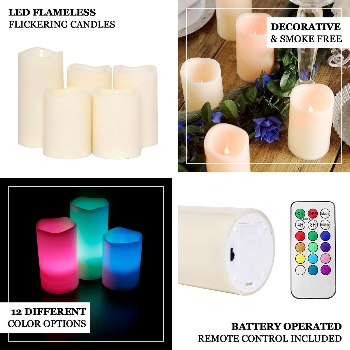Multi colored flameless candles with remote outlet