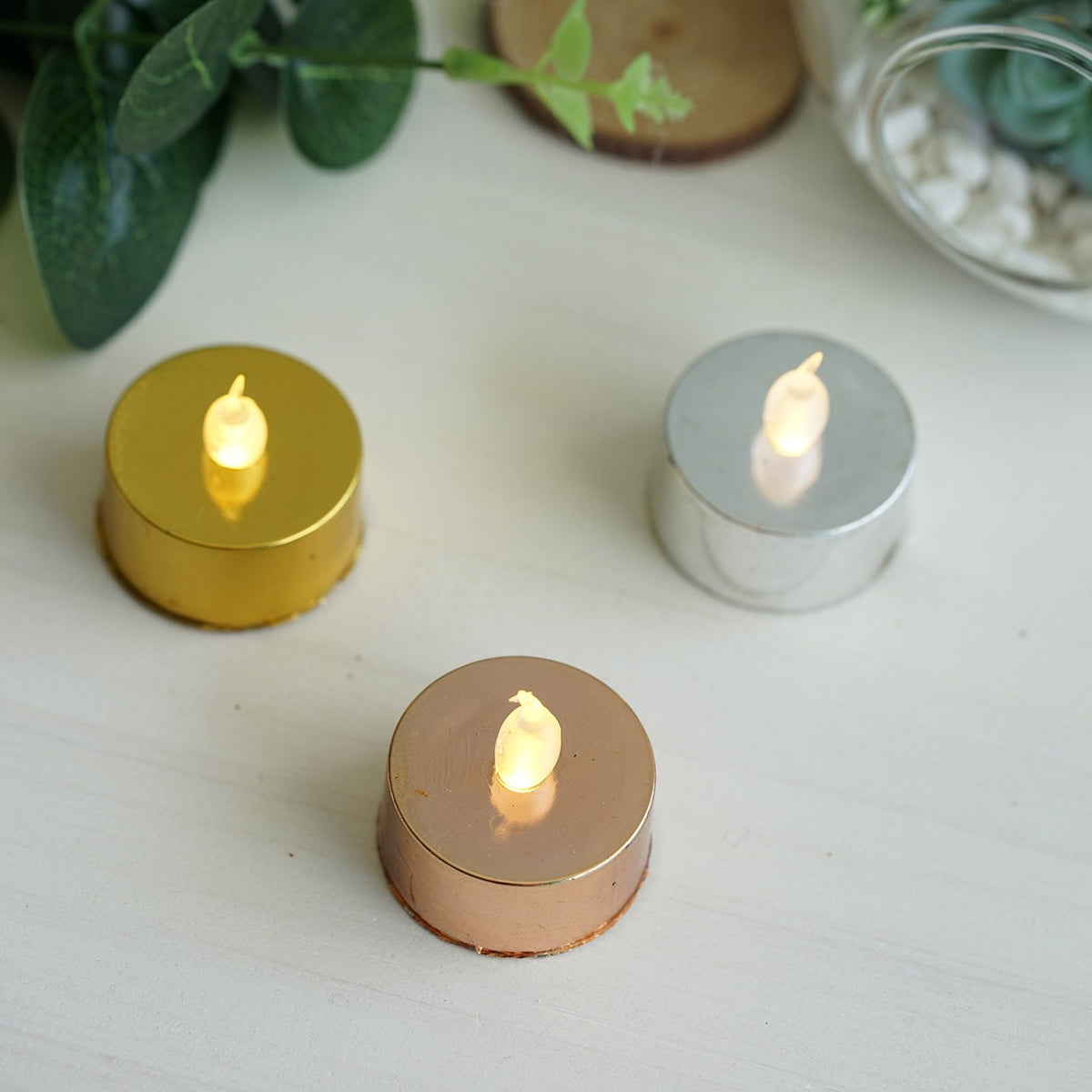 Silver battery tea lights on sale