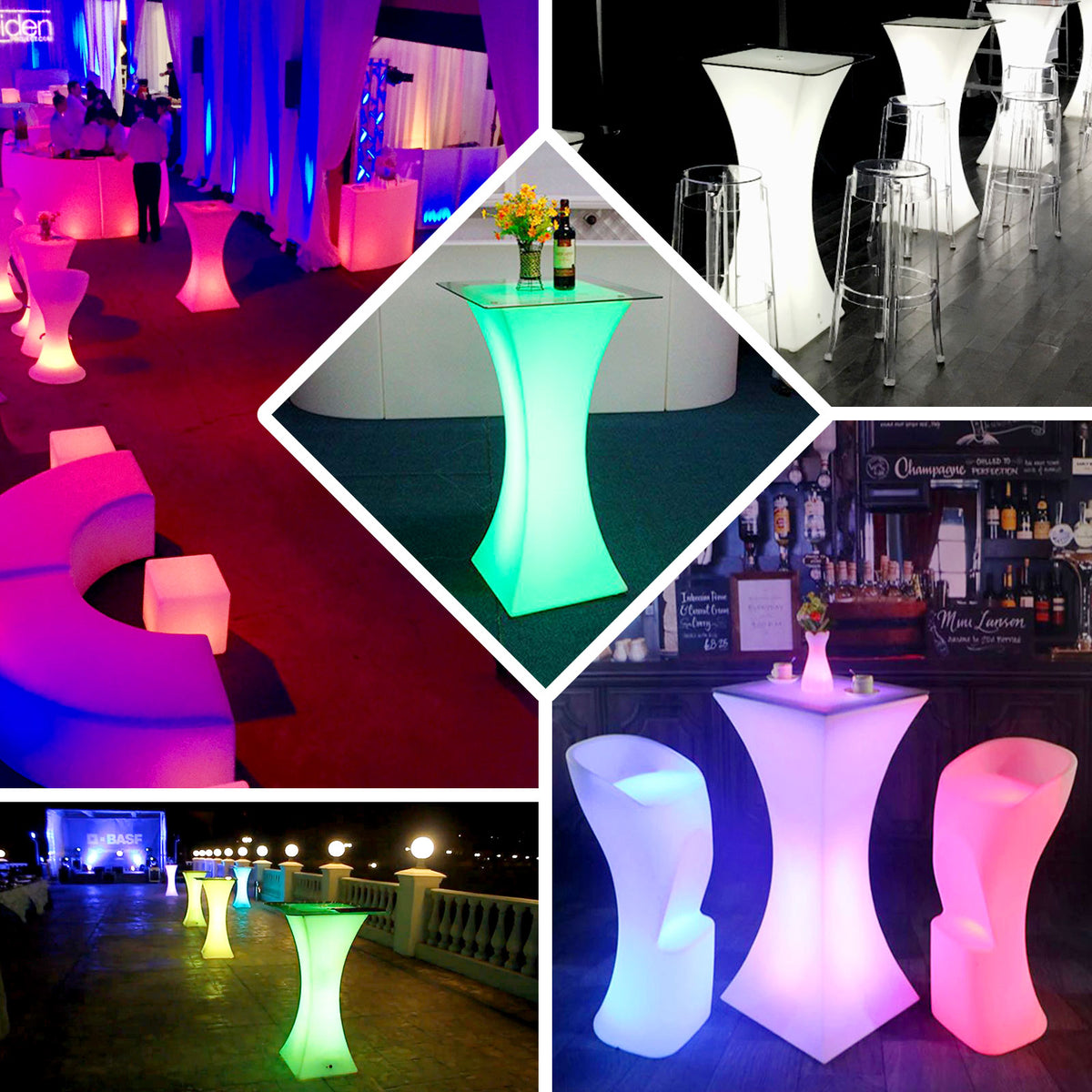 Rechargeable LED Cocktail Table Color Changing & Waterproof eHomemart