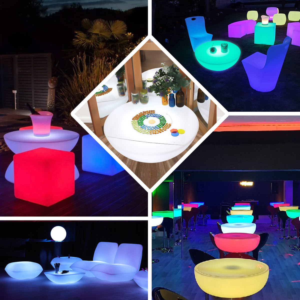 Color Changing Cordless LED Round Table with Bag – eHomemart