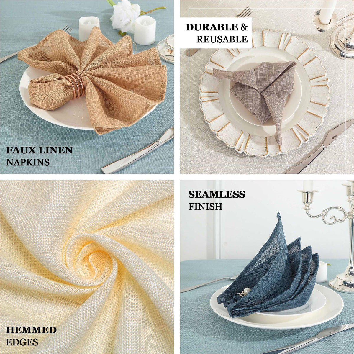 Taupe Linen Napkins - Wrinkle Resistant & Textured