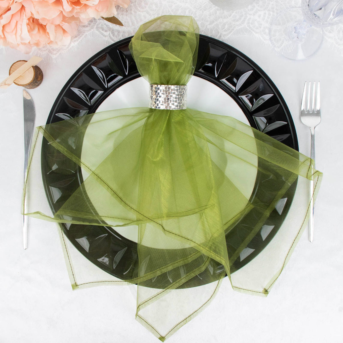 10 Pack Sheer Organza Decorative Dinner Table Napkins 23"x23" – eHomemart