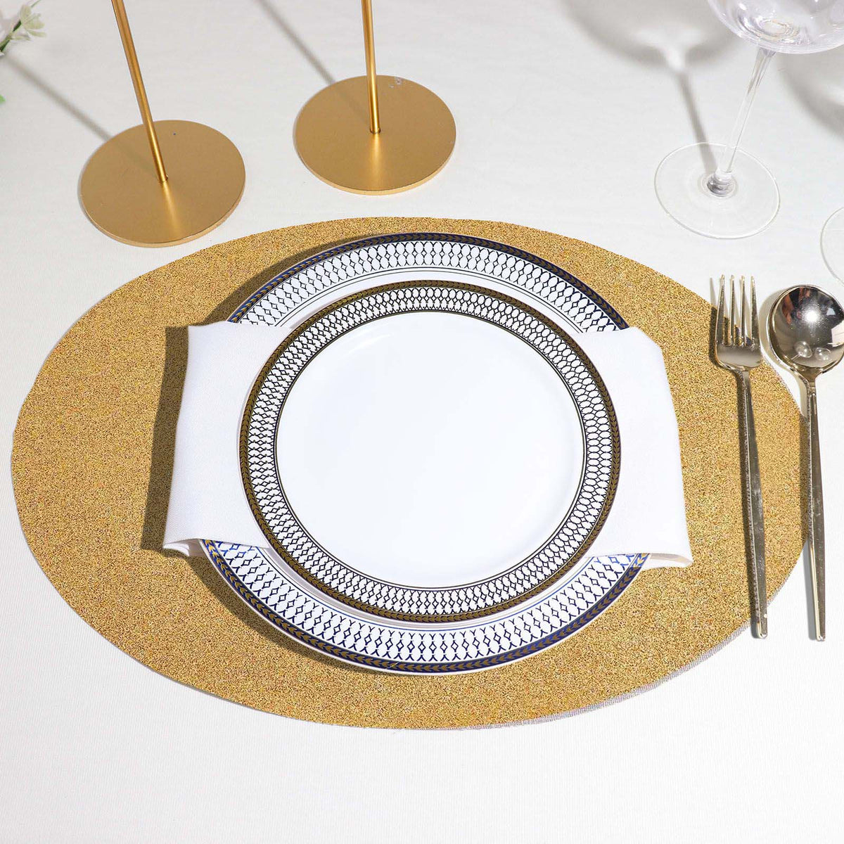 Sparkle Vinyl Placemats, Non Slip Decorative Oval Glitter Table Mat ...