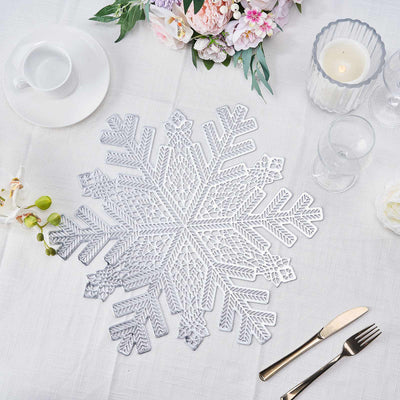 Table Placemats, Vinyl Placemats, Snowflake Placemats, Non Slip Placemats, Dining Table Placemats#color_silver