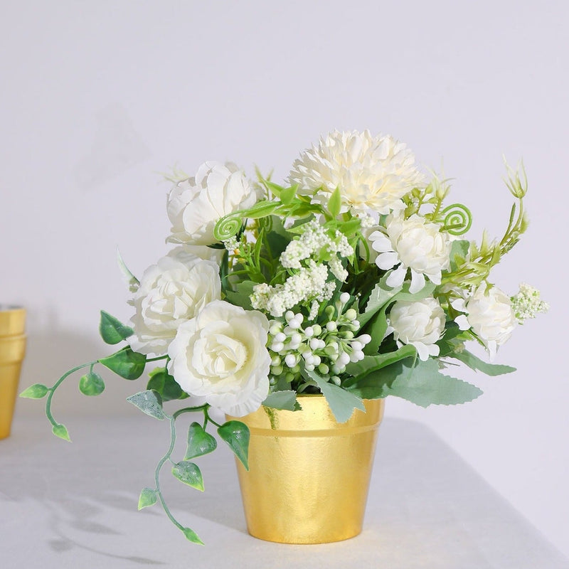 6 Pack Gold Plastic Planter Pots, Bucket-Like Containers, Mini Succulent Nursery Planters, Flower Pot Crafts 3