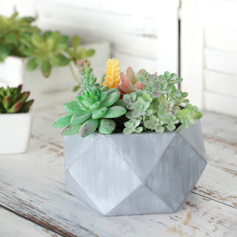 Gray Finished Concrete Geometric Planter, Mini Cement Succulent Flower Pot 7