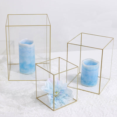 pillar candle holders, tall pillar candle holders, acrylic candle holders, geometric candle holder, geometric centerpiece#color_clear