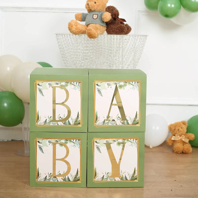 balloon letter boxes, baby balloon boxes, baby shower letter boxes, baby shower boxes, baby blocks for baby shower#color_green
