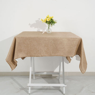 54 x 54 tablecloth, faux burlap tablecloth, square tablecloths, boho tablecloth, rustic tablecloth#color_natural