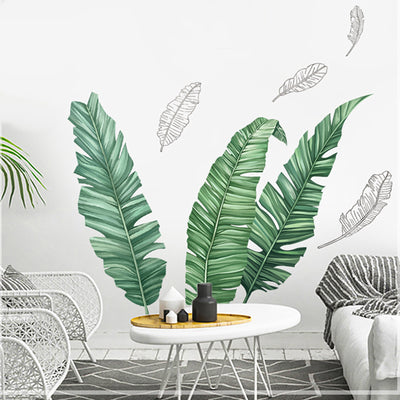 removable wall decals, decorative wall decals, leaf wall decals, wall stickers for living room, peel and stick wall decals#color_green