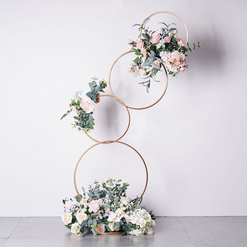 4-Tiered Hoop Pillar Flower Stand, Metal Arch Table Centerpiece - Hoop Wreath 5ft