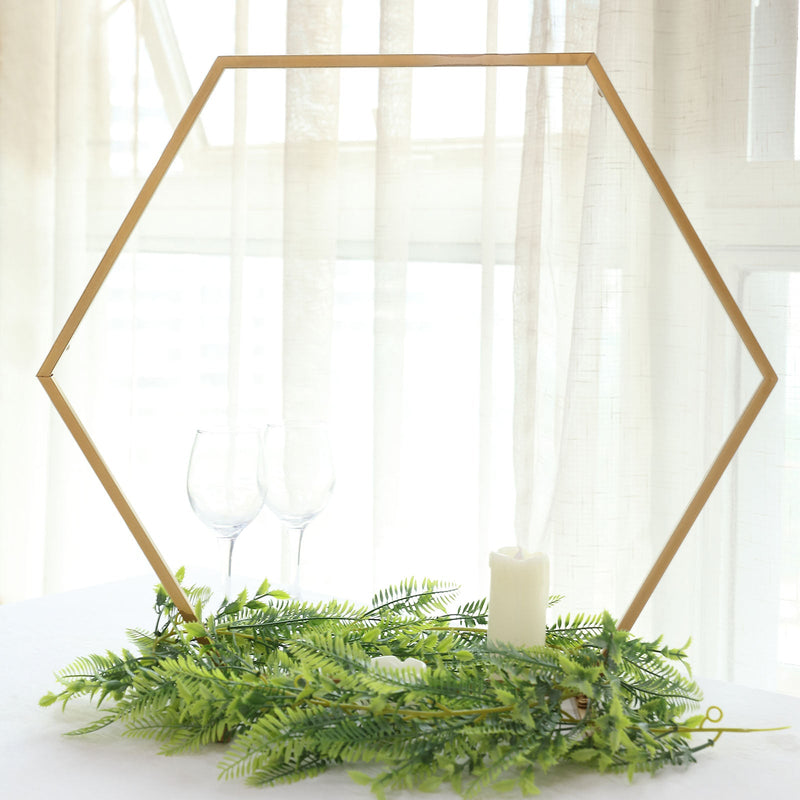 Gold Metal Hexagon Table Arch Centerpiece Stand, Geometric Self Standing Flower Balloon Frame