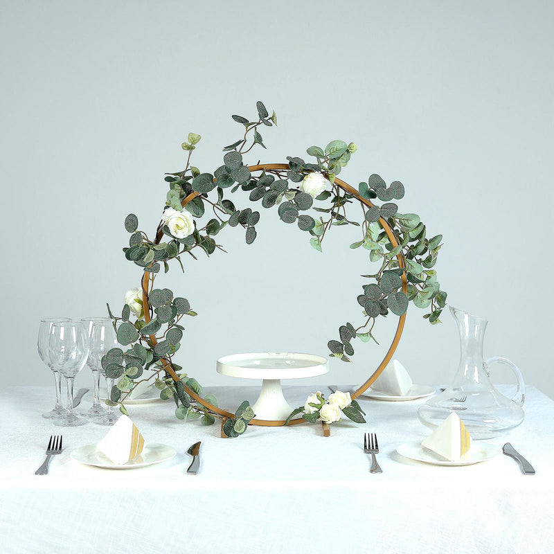 Round Arch Centerpiece, Metal Hoop Wreath Tabletop Decor 20