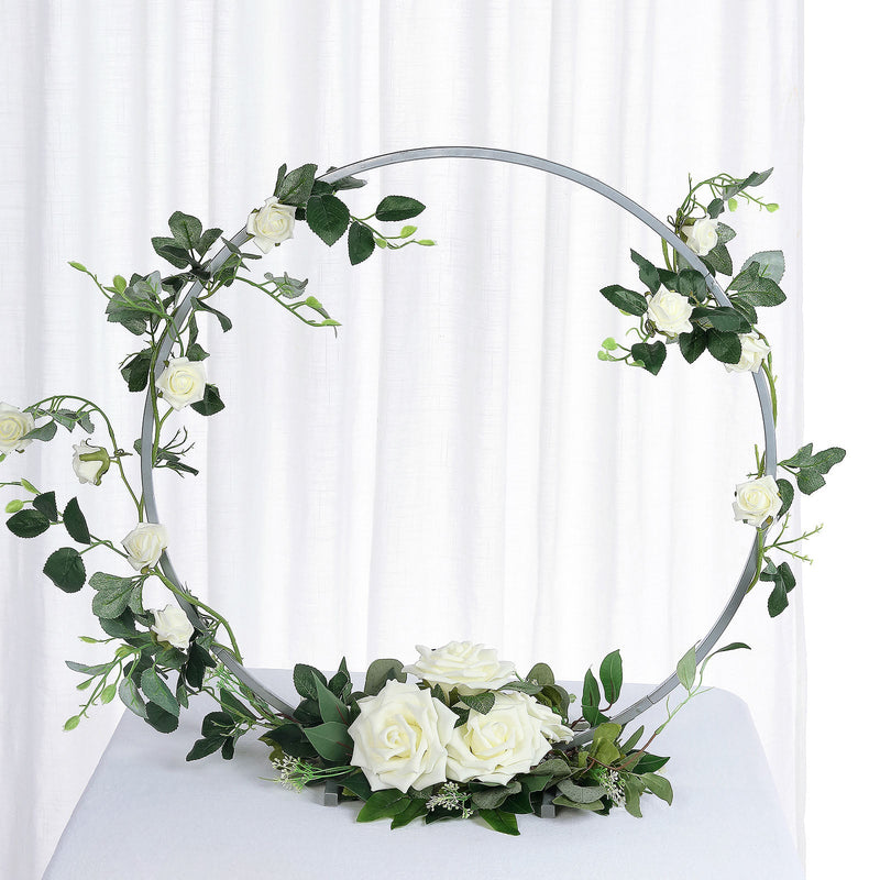 Round Arc Centerpiece, Metal Hoop Wreath Tabletop Decor 24