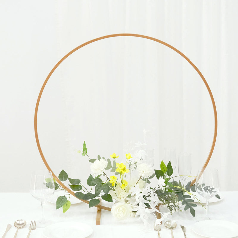 Metal Round Hoop Centerpiece, Self Standing Table Floral Wreath Frame 28