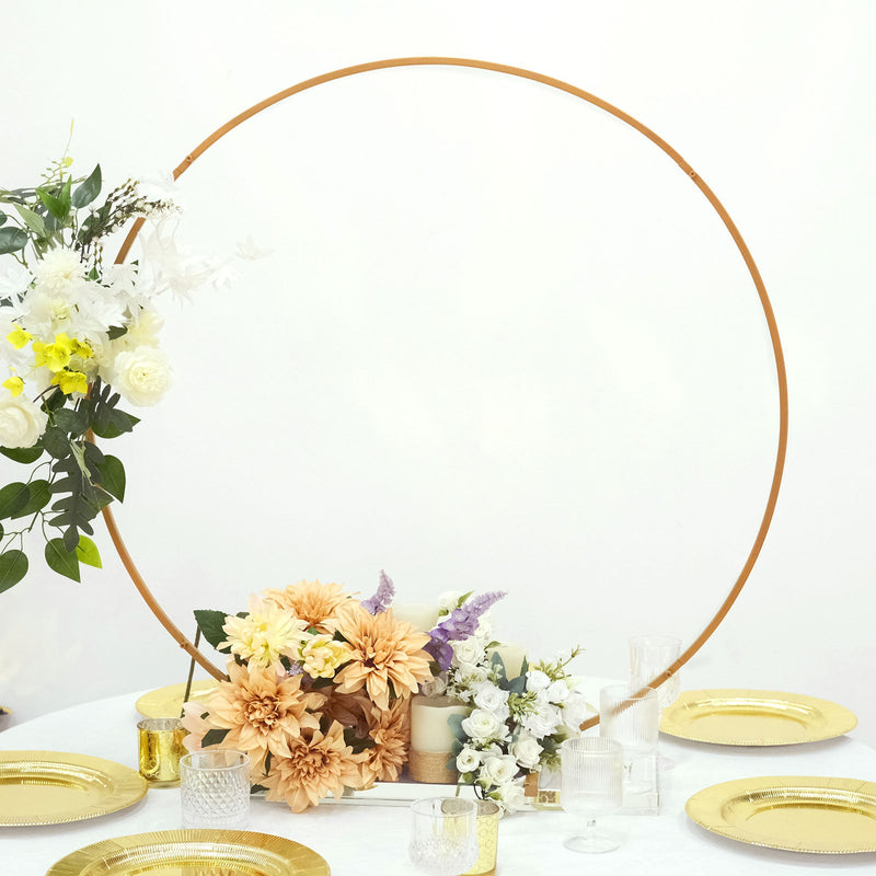 Metal Round Hoop Centerpiece, Self Standing Table Floral Wreath Frame 36