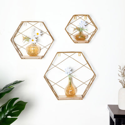 decorative wall shelves, floating wall shelves, geometric floating shelves, honeycomb wall shelves, floating storage shelves#color_parent