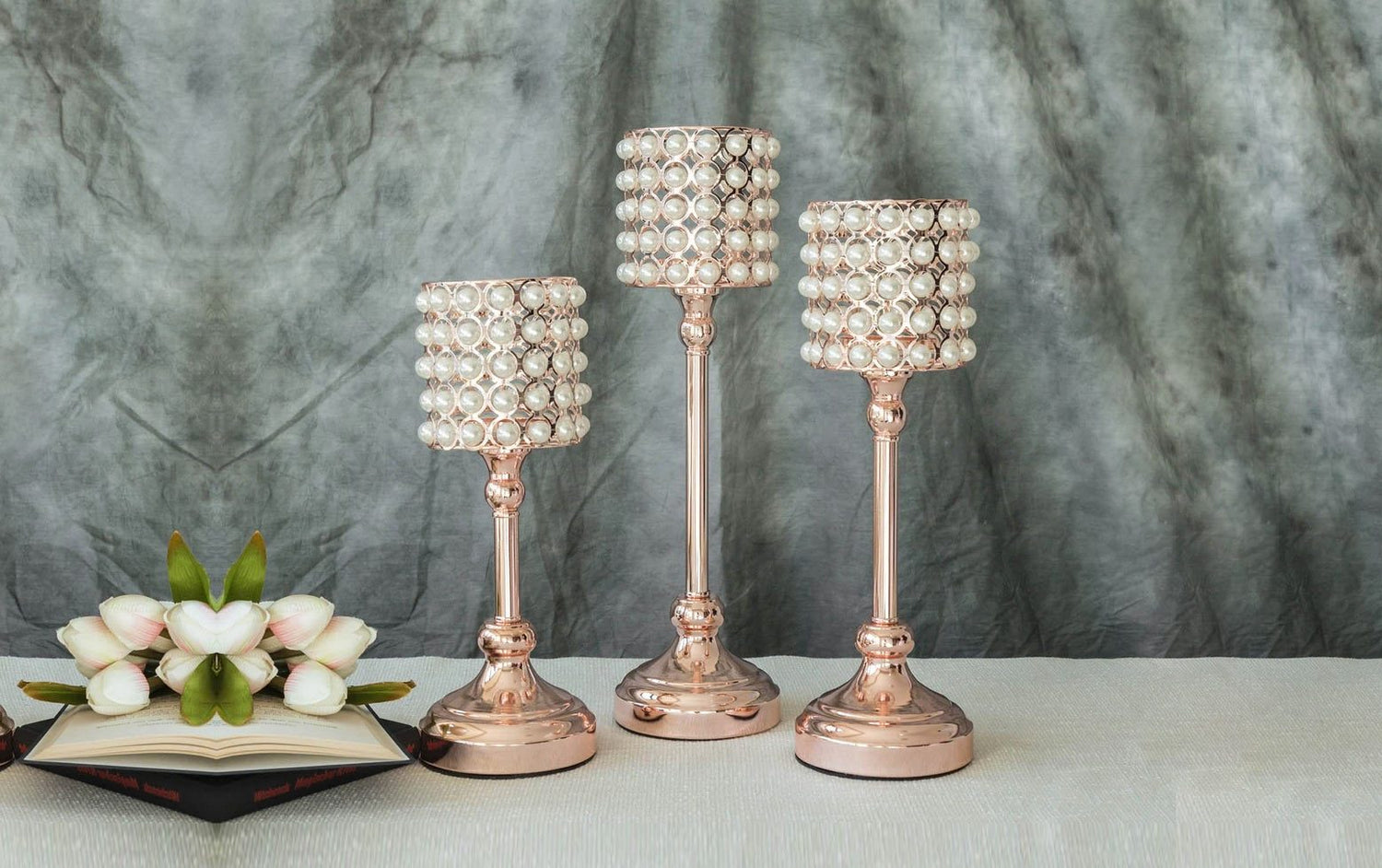Crystal Beaded Holders, Crystal Candlesticks, Acrylic Candle Holders