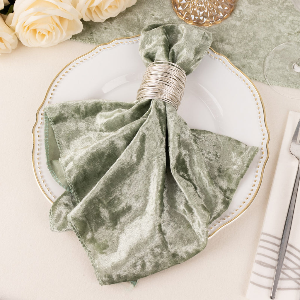 5 Pack | Sage Green Seamless Satin Cloth Dinner Napkins, Wrinkle Resistant  | 20x20